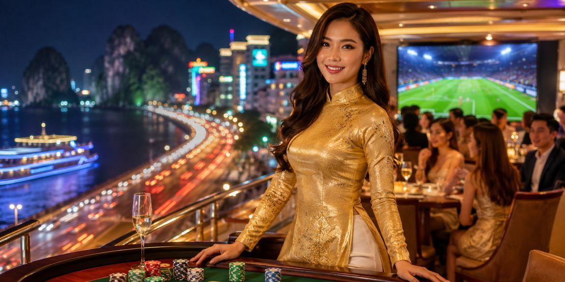 Người dùng tại Vịnh Hạ Long xem ưu đãi voucher thể thao và casino trên điện thoại